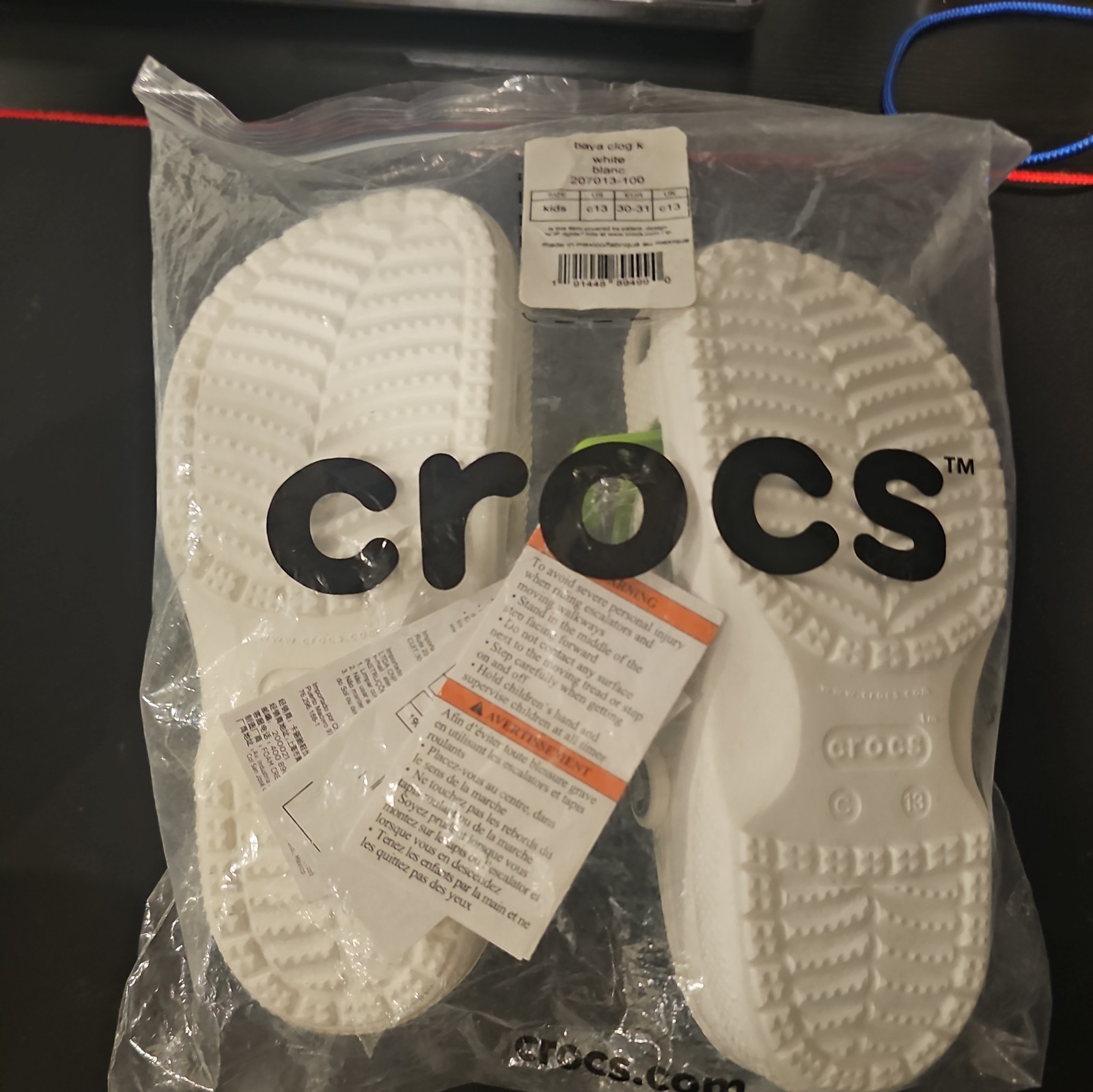 Crocs Kids Baya Clogs size c13 #207013-100 Classic White New with Tags!