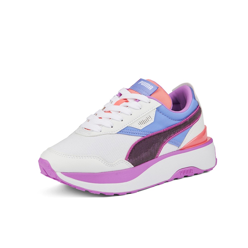 PUMA Cruise Rider Glitzy Glitter Sequins Lace Up Youth Girls Purple, White Snea