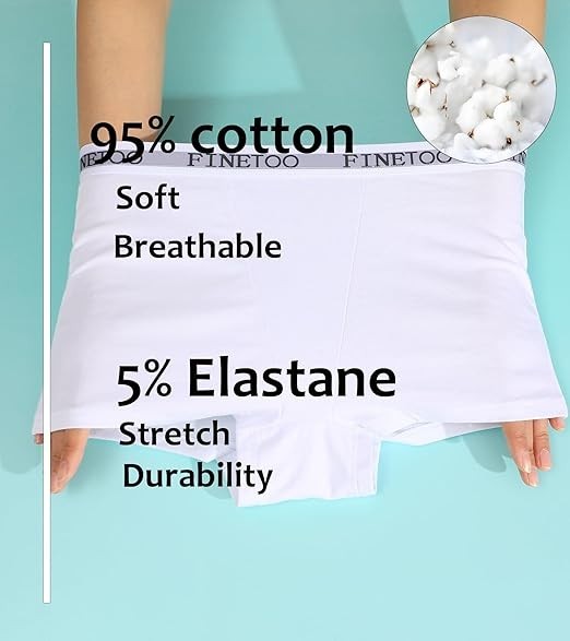6 pack Cotton Boy Shorts Underwear for Women High-Waisted Full Coverage Boxer Br