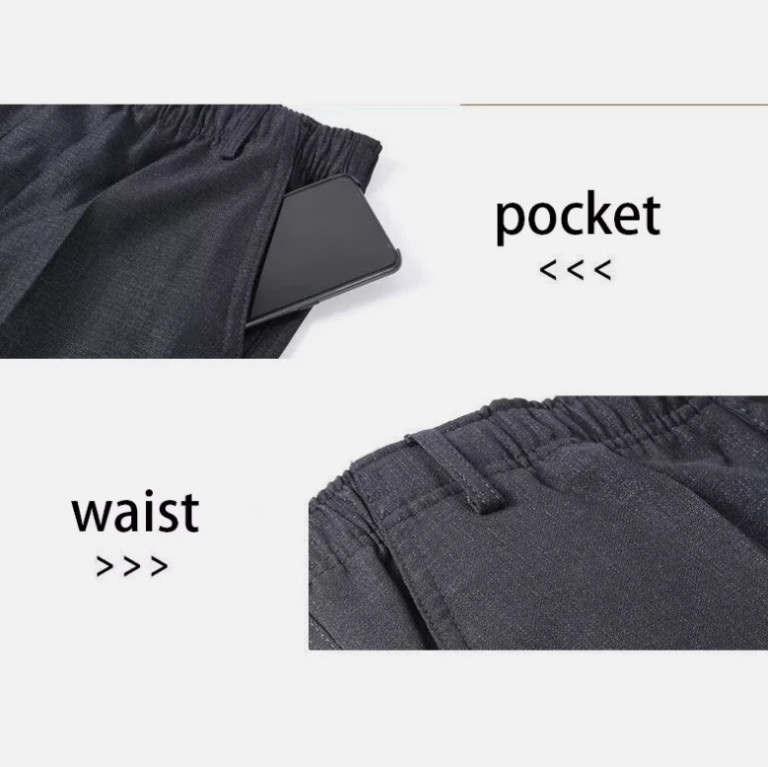 Men’s Elastic Waist Straight Leg Pant Casual Formal Trousers for Middle-Aged Men