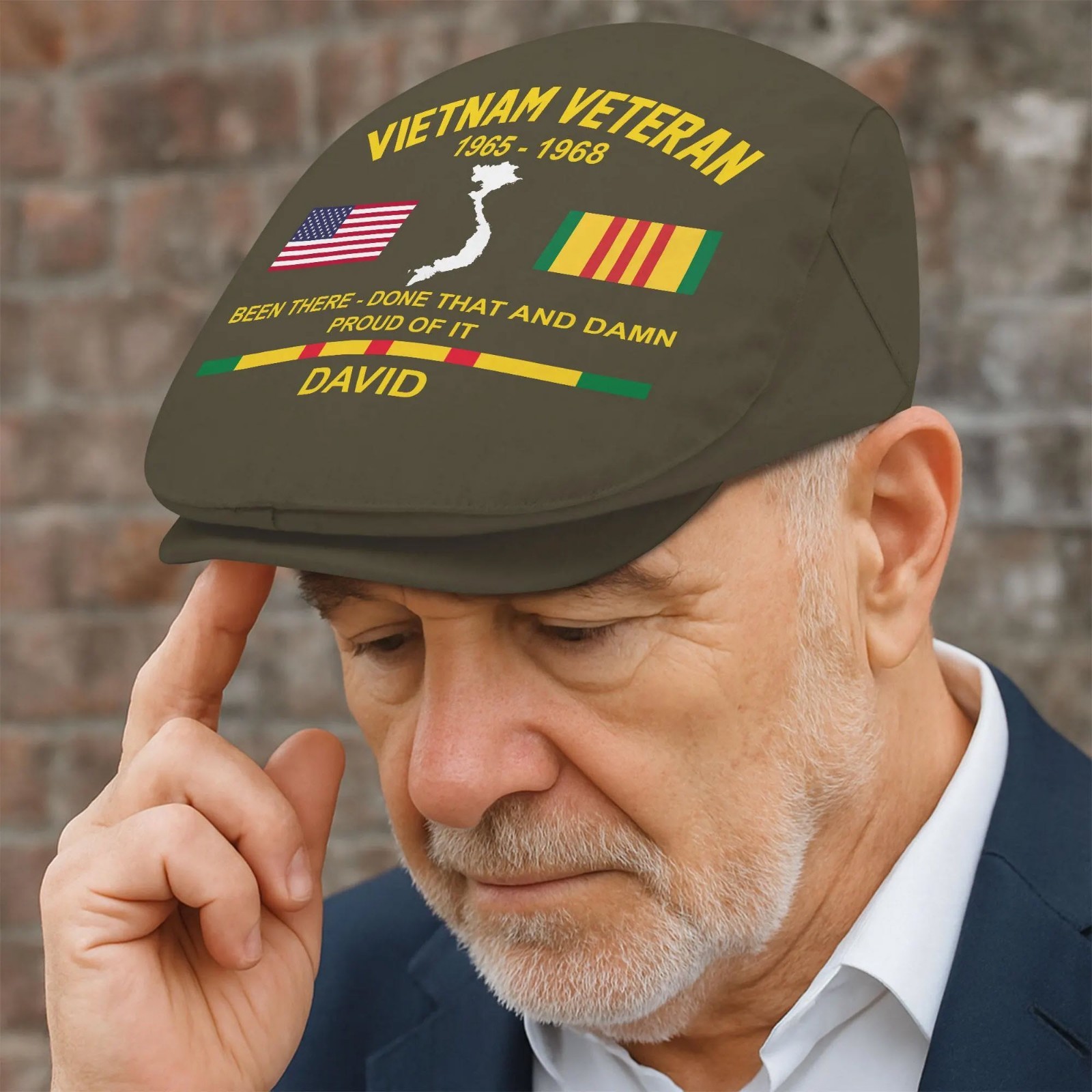 Personalized Vietnam Veteran Flat Cap Custom Name Year US Military Gift Men
