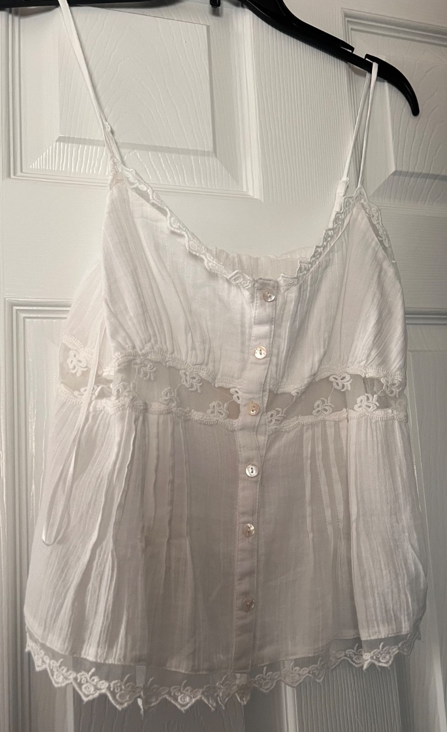 White Lace Trim Cami Button Front Top NWT EU 36 US 4 Camisole Tank