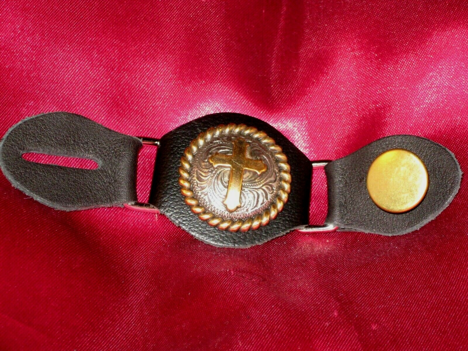 Leather Button Denim Jacket/Vest Extender New Design, Gold Cross