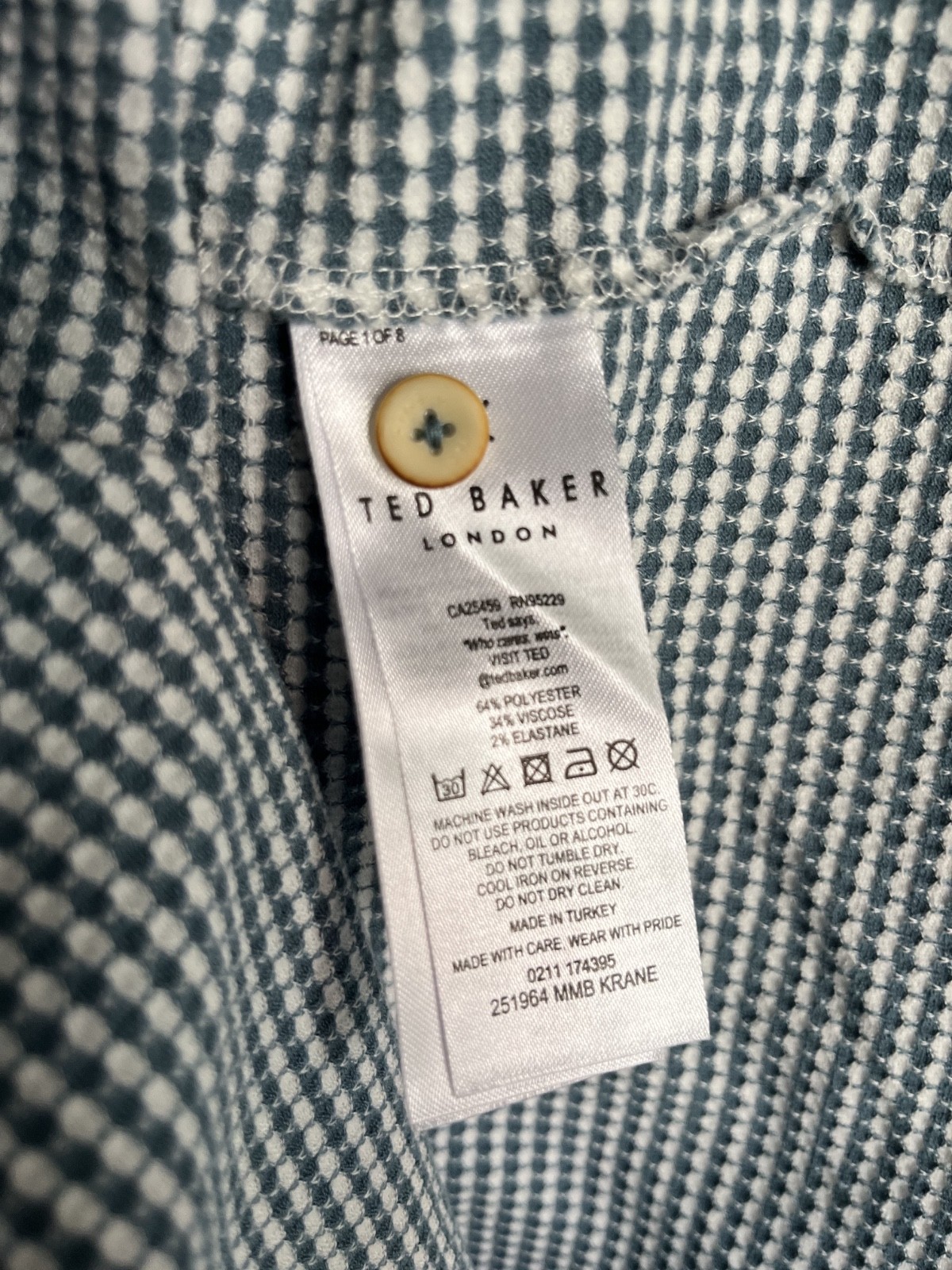 Ted Baker Textured Turquoise and White Polo Shirt Medium (3)