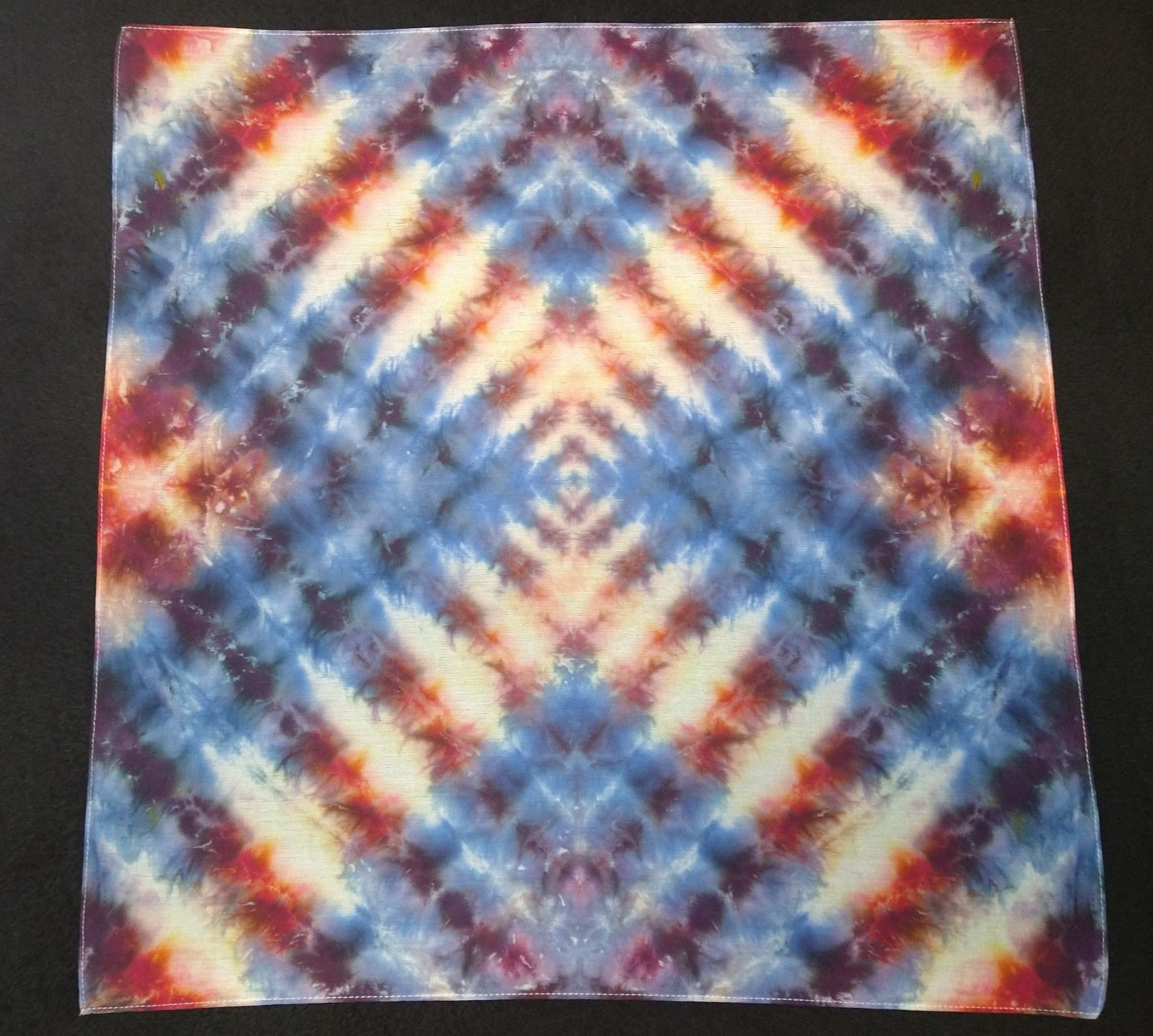 *BOGO* Red, Blue & White Geometric Ice Dye Tie Dye Bandana