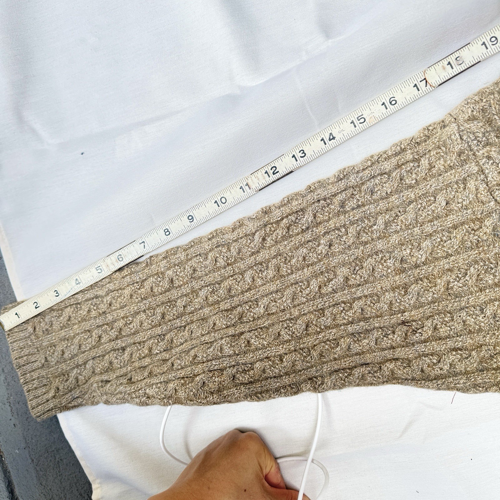 Vintage Timberland Fisherman Cable Knit Sweater Mens M Beige Lambswool P2P 19