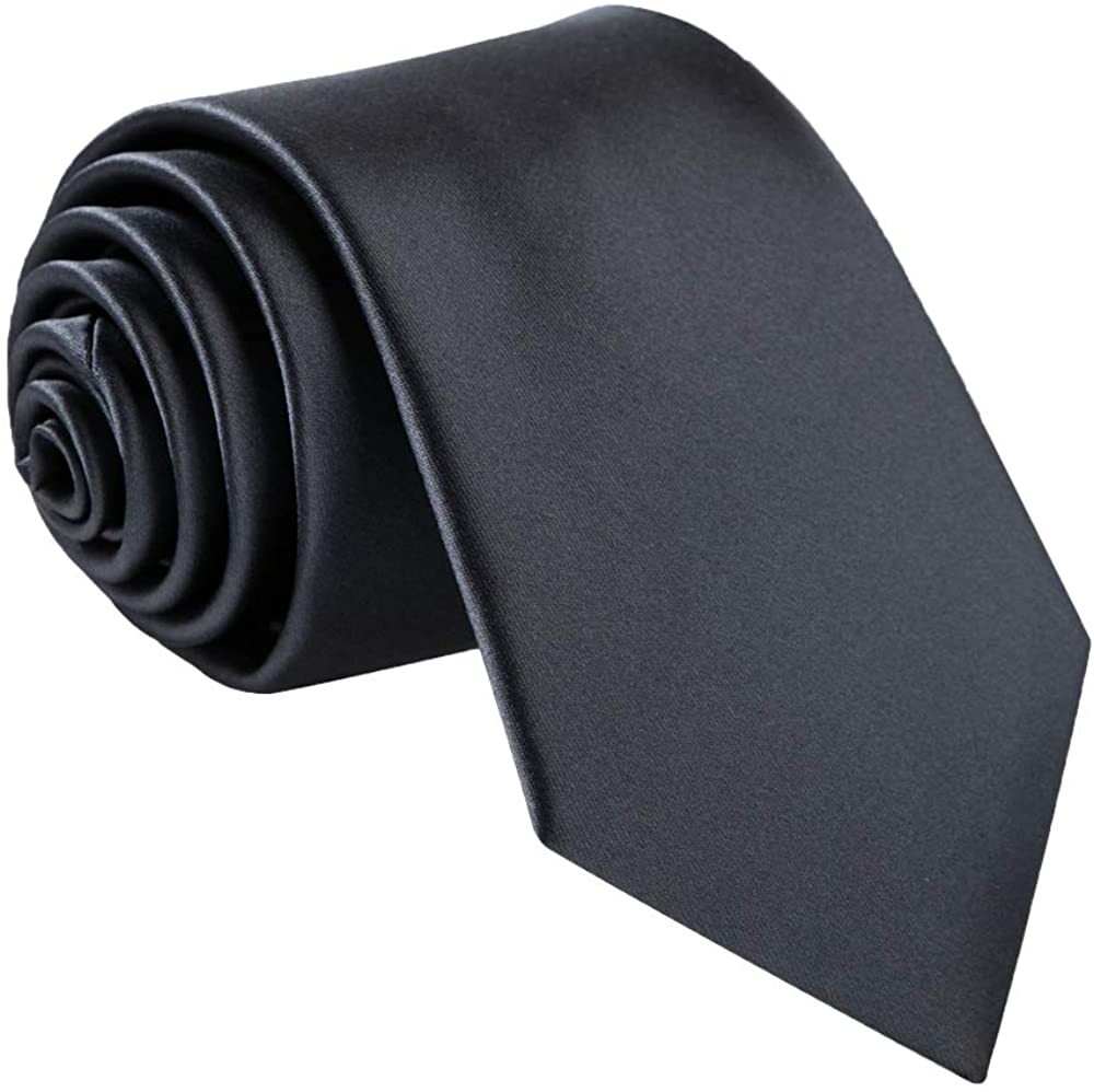 Fortunatever Mens Solid Color Tie, Pocket Square, Neckties, Regular or Skinny