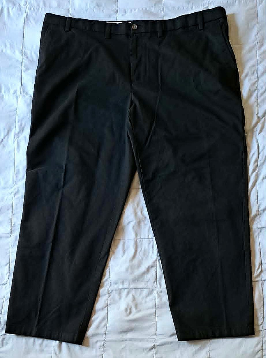 George Mens Classic Khaki Stretch Pants 48×30 Blk Cotton/Poly/Spandex Blend