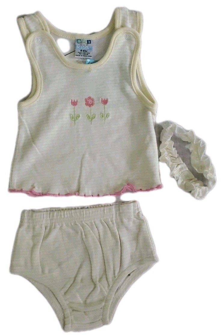 123 Kids Two-Piece Tank And Bottoms Baby Girl 6-9 Months With Headband
