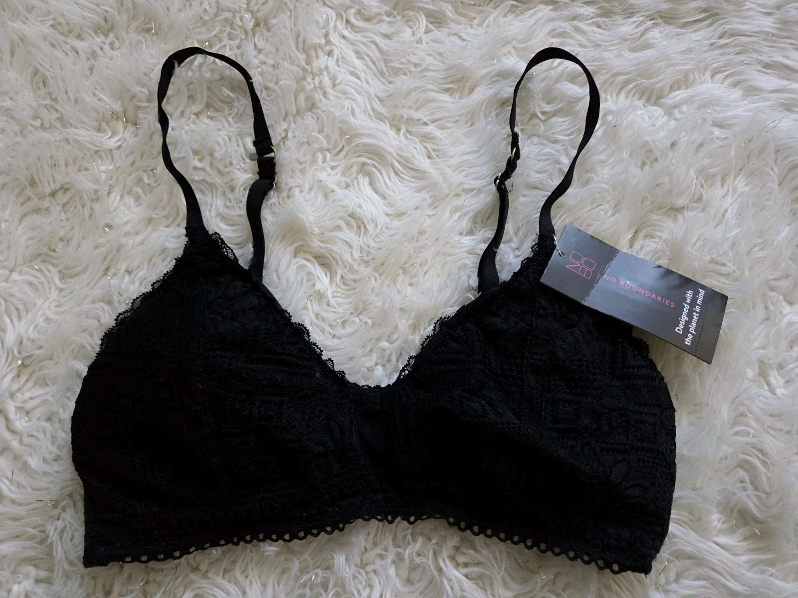 No Boundaries Bra Lace Bralette Wire Free Convertible Staps Jr. Women Medium NWT
