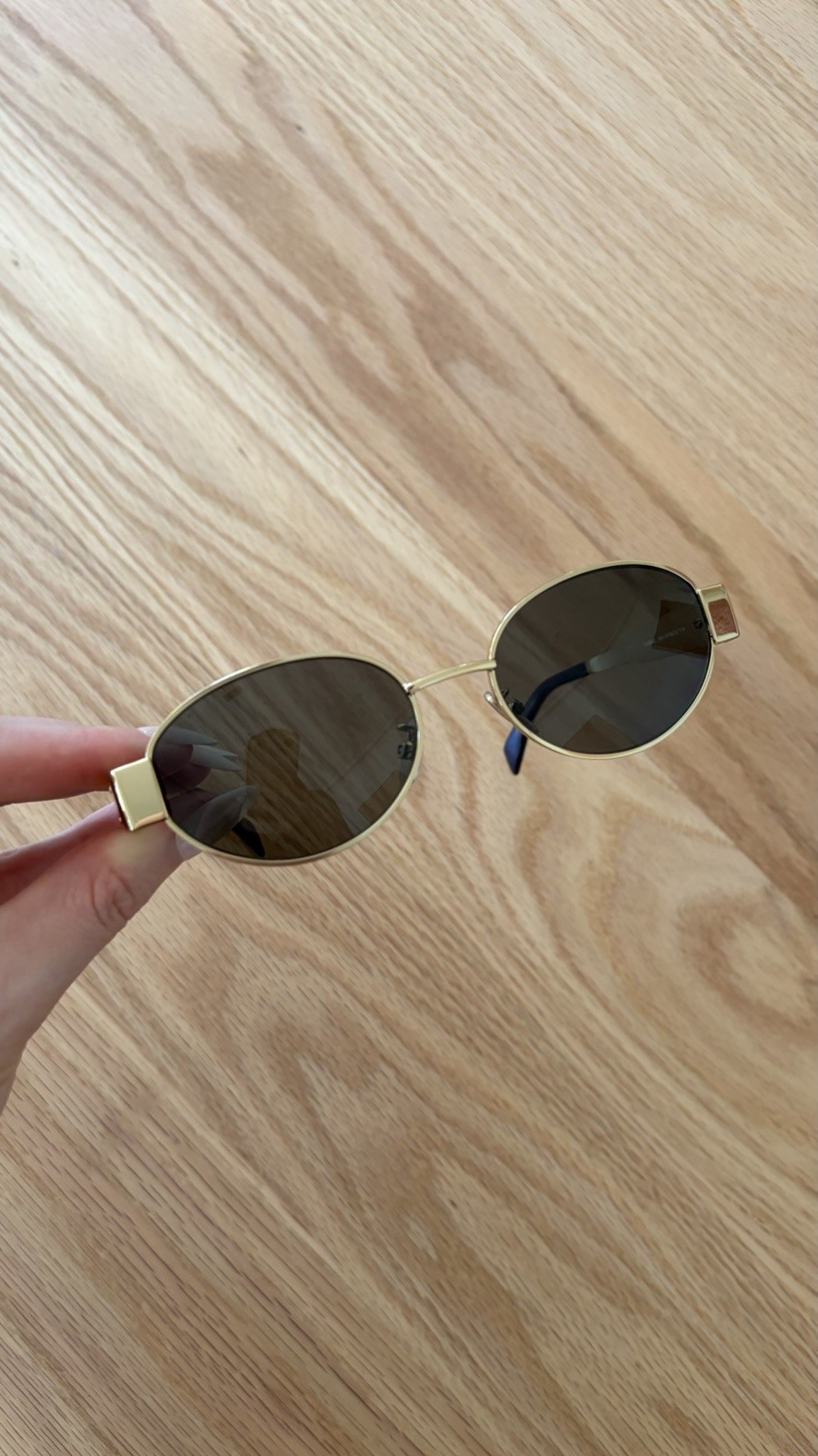 CELINE TRIOMPHE METAL 01 SUNGLASSES IN GOLD METAL WITH LEATHER POUCH BAG