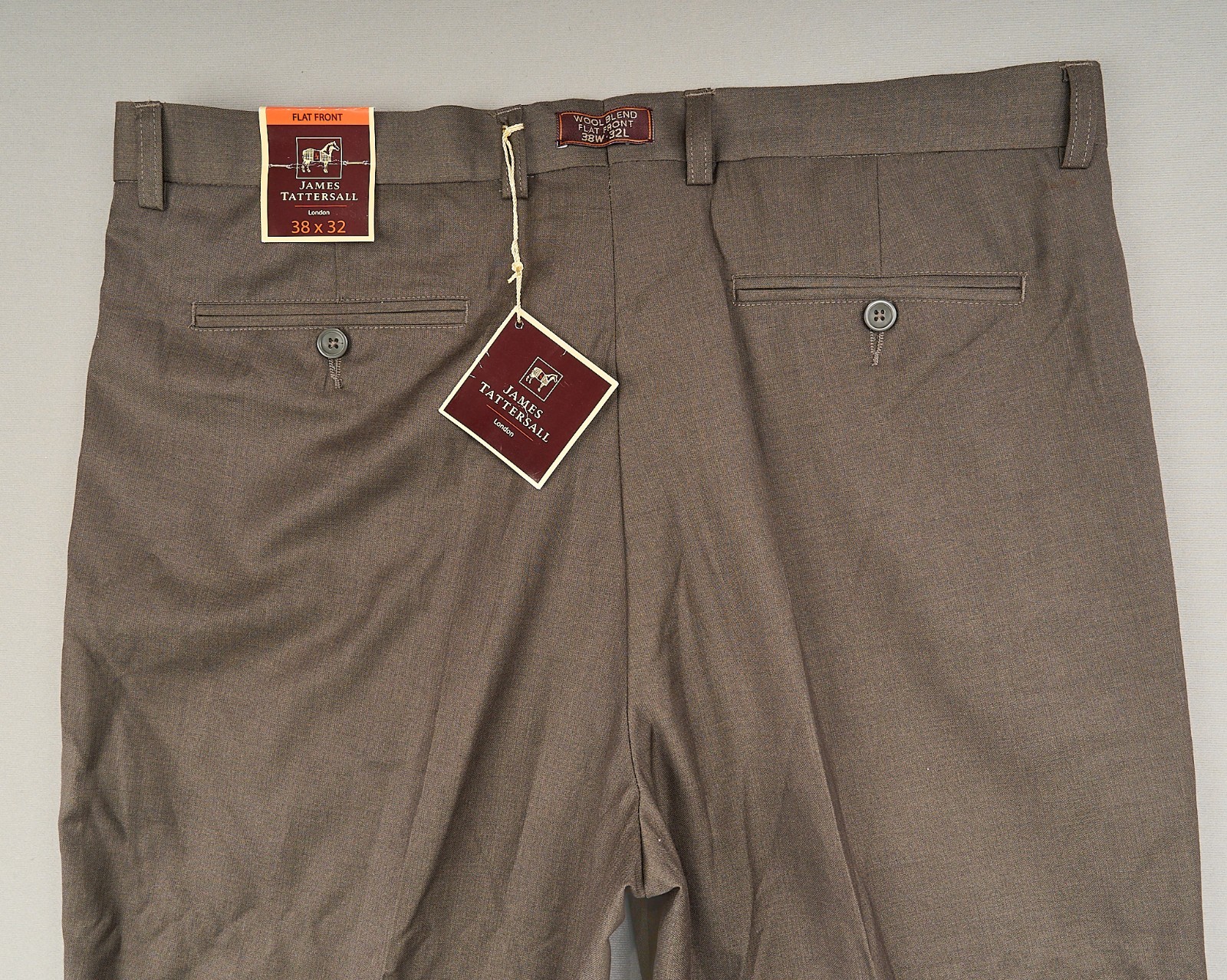James Tattersall Dress Pants Men Sz 38 Brown Wool Blend NWT