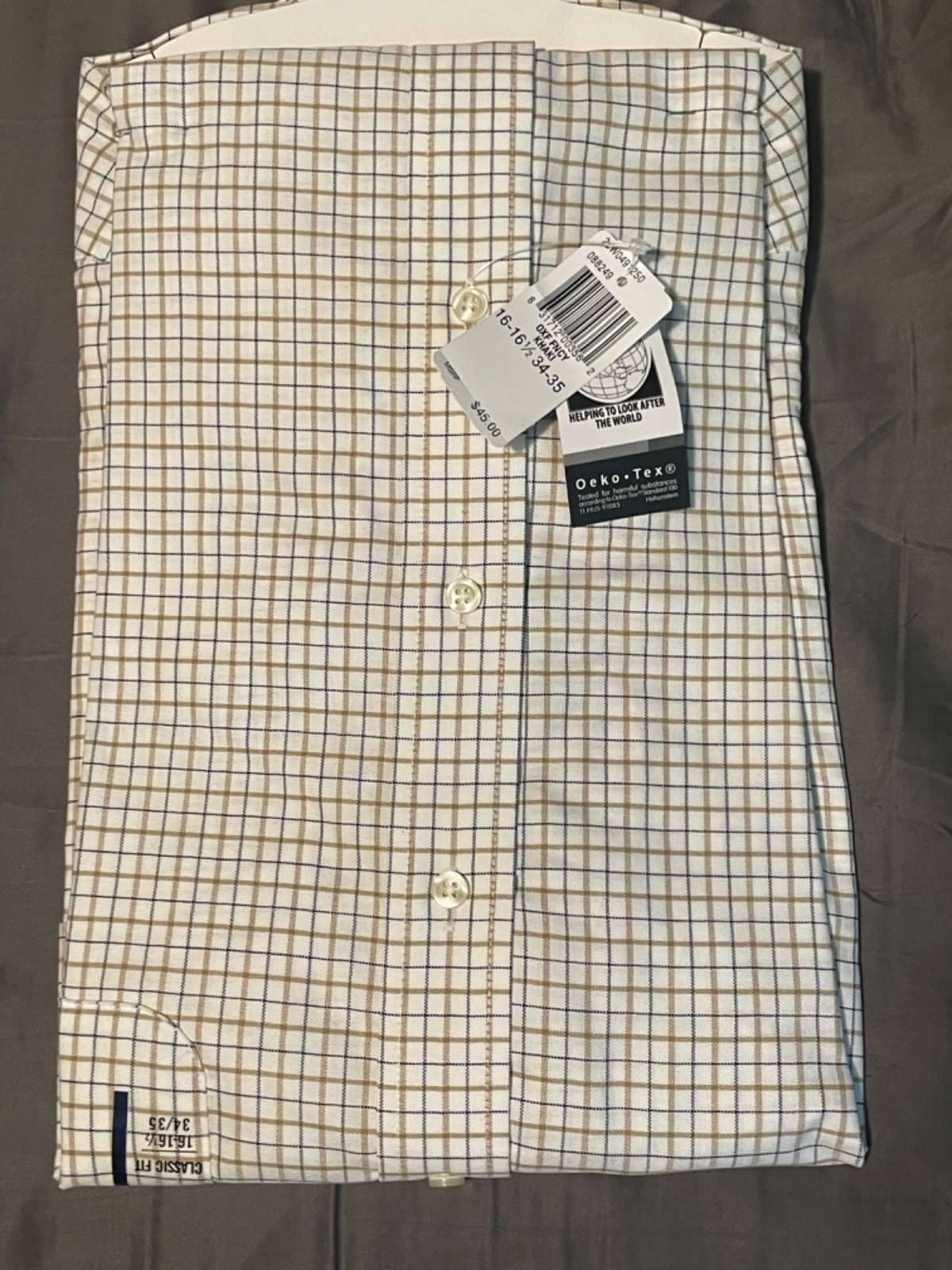 Chaps Wrinkle Free Khaki Dress Shirt-XL 16-16 1/2, 34/35