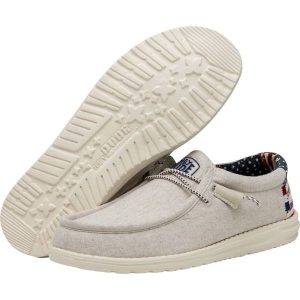 Hey Dude MEN’S Wally OFF WHITE PATRIOTIC 40001-1K1 NEW IN THE BOX