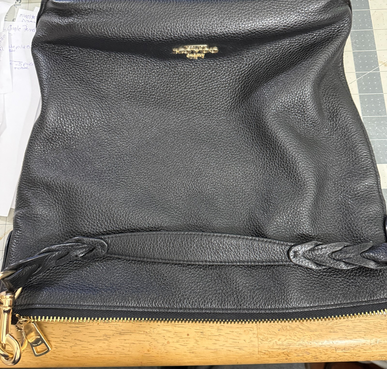 Coach Shoulder Bag Abby Duffle Pebbled Leather Bag w/Charm Black Very Nice EUC