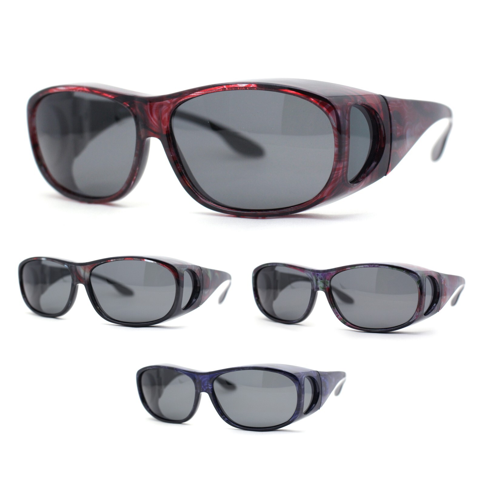 SA106 Polarized Womens 63mm Over the Glasses Rectangular Fit Over Sunglasses