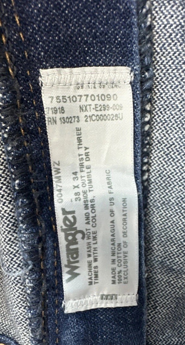 Wrangler 47MWZ Jeans Men 38×34 Performance Cowboy Cut Regular Fit Dark Wash