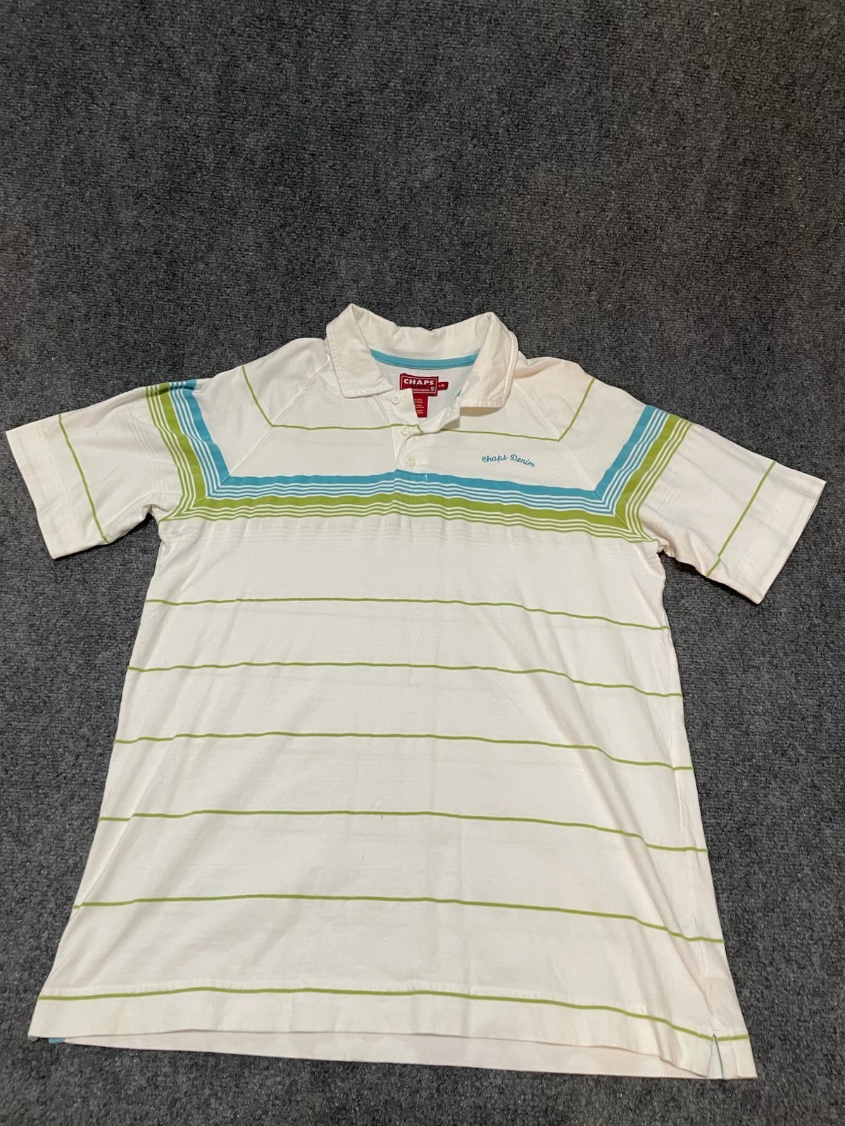 Chaps Denim Striped Polo Shirt L/G