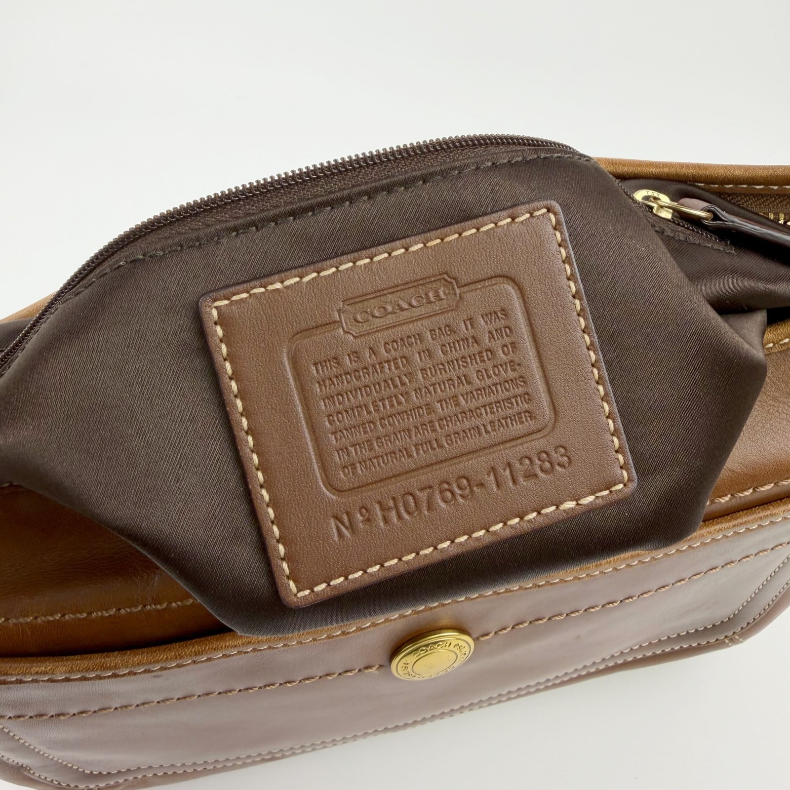COACH Vintage Brown Leather Shoulder Bag Gold Hardware 11.4in HboC260603a04