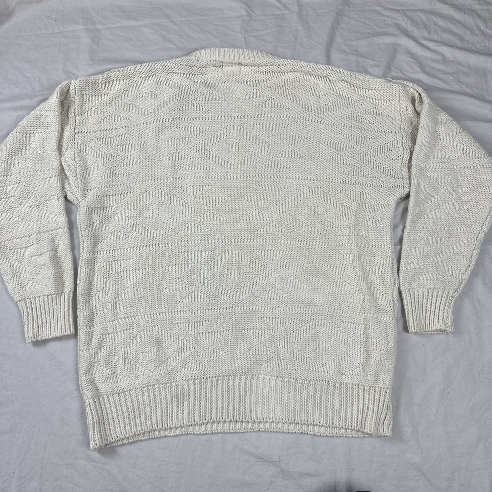 Vintage 90s Gap Men’s L Pullover Cotton Ramie Sweater Chunky Knit Cream