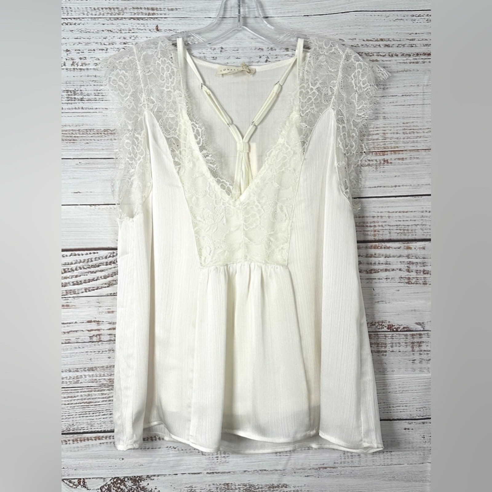 NEW with tags Lovestitch Ivory Kaylee Lace and Satin Blouse, NWT, Size Small