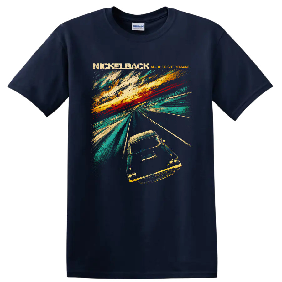Nickelback All The Right Reasons Road Car Rock Band Graphic Vintage T Shirt Tee