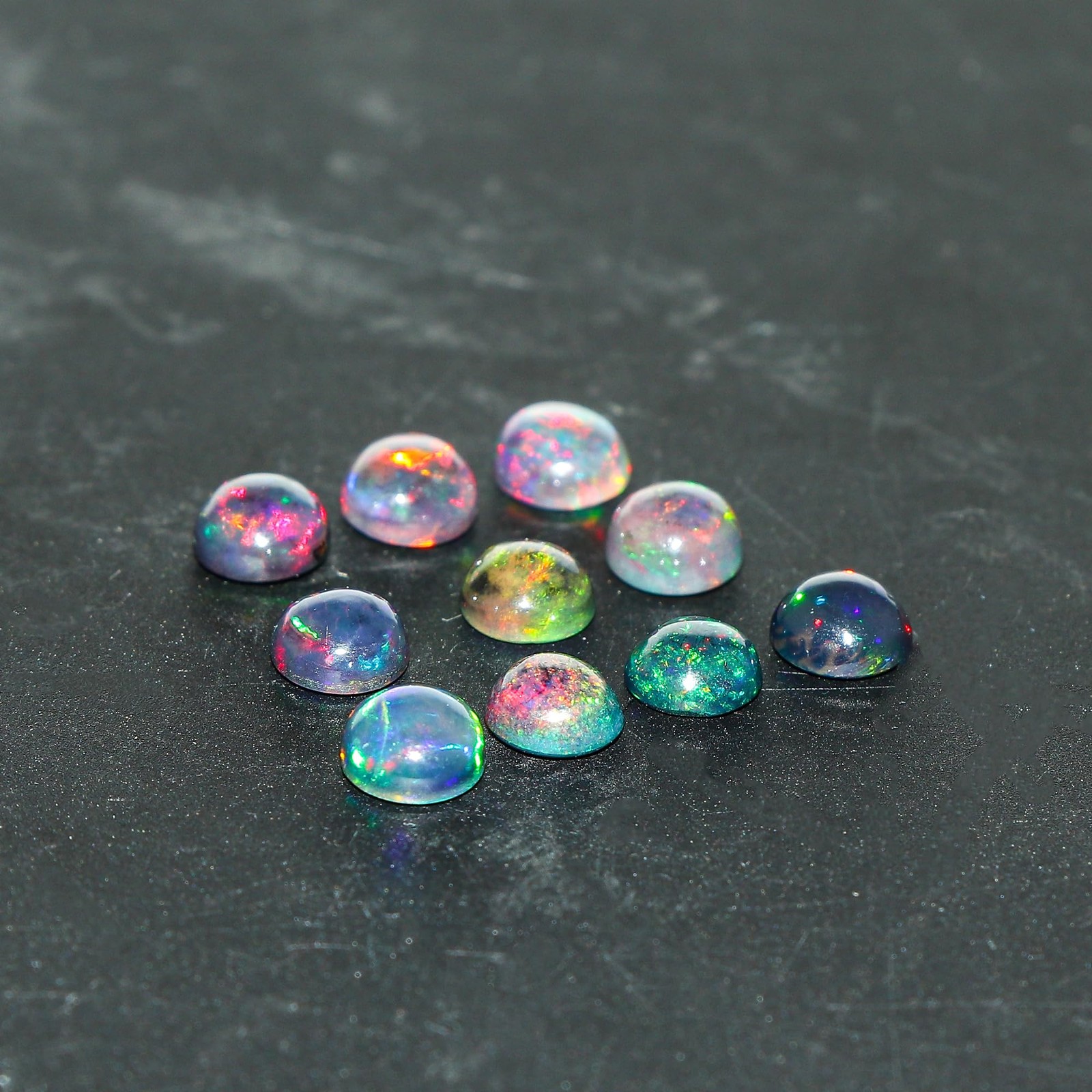 10 Pcs,5×5 MM, Natural Black Opal, Round Shape, Ethiopian Opal Gemstone Whole…