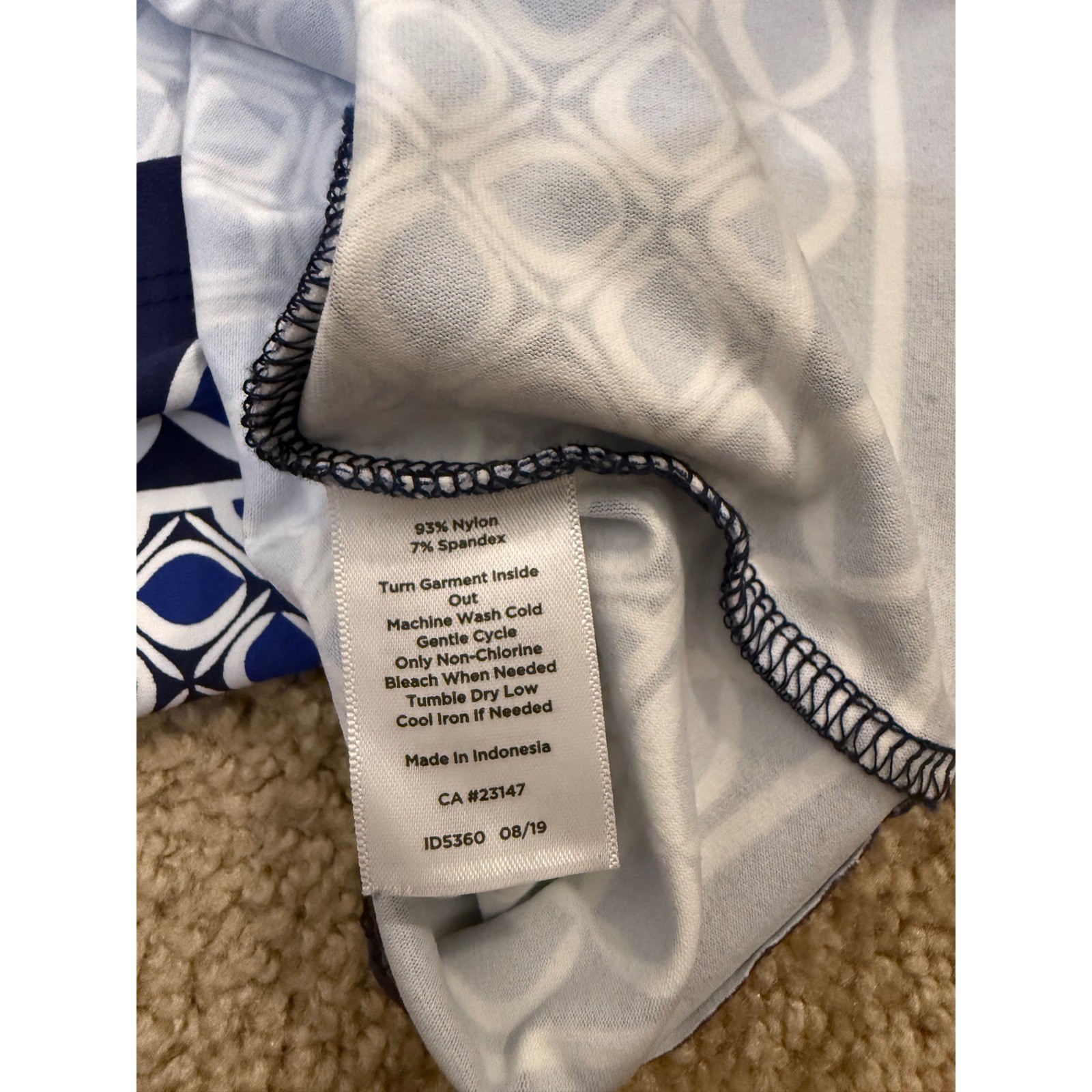 Talbots Faux Wrap Jersey Dress Womens 3X Blue White Excellent Geometric