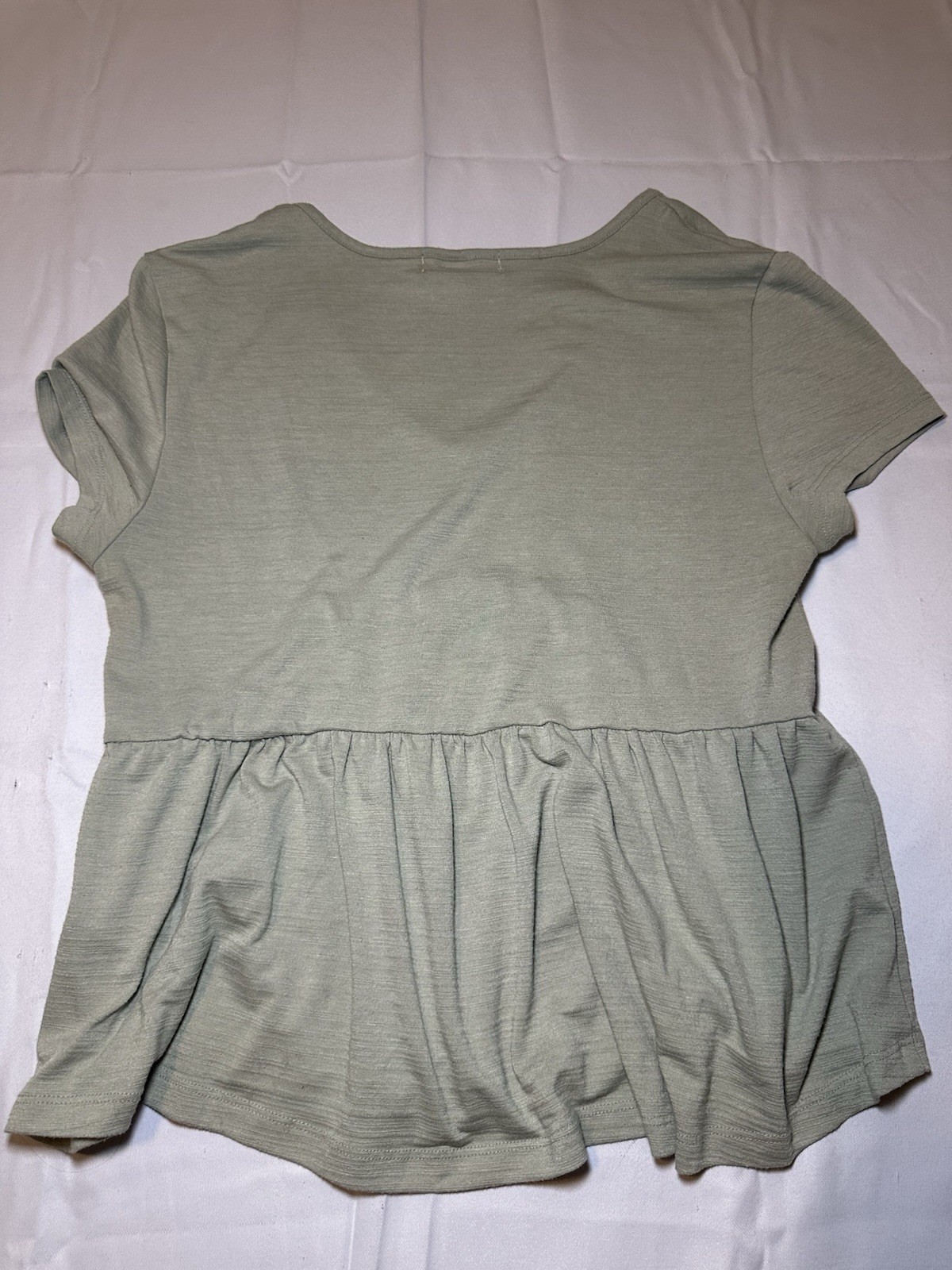 Planet Gold Sage Babydoll Peplum Top Cottagecore Boho Flowy Large Tee