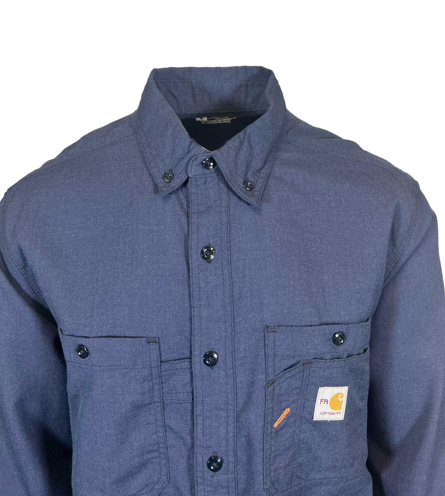 Carhartt FR Men’s Navy Shirt Flame Resistant Long Sleeve Lightweight (S02)