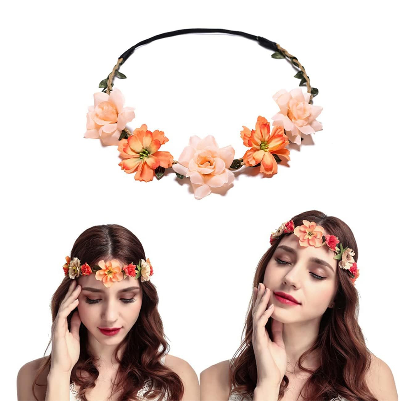Women Headpieces Collection Accessories – 6 PCS Boho Hair Wreaths Flower Crowns