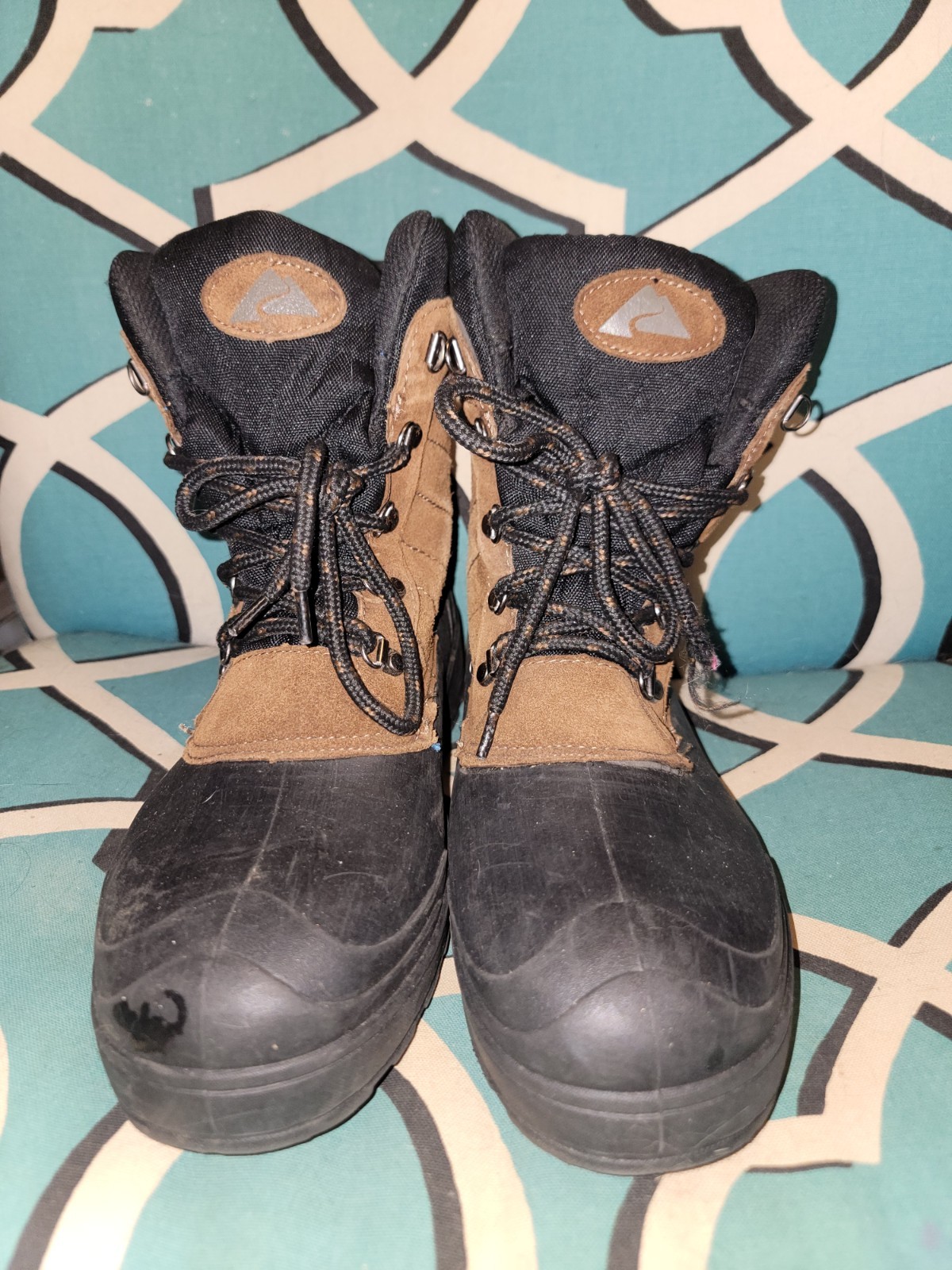 Ozark Trail Mens Work Boot Lace Up Size 8 Brown Leather And Man Made Upper