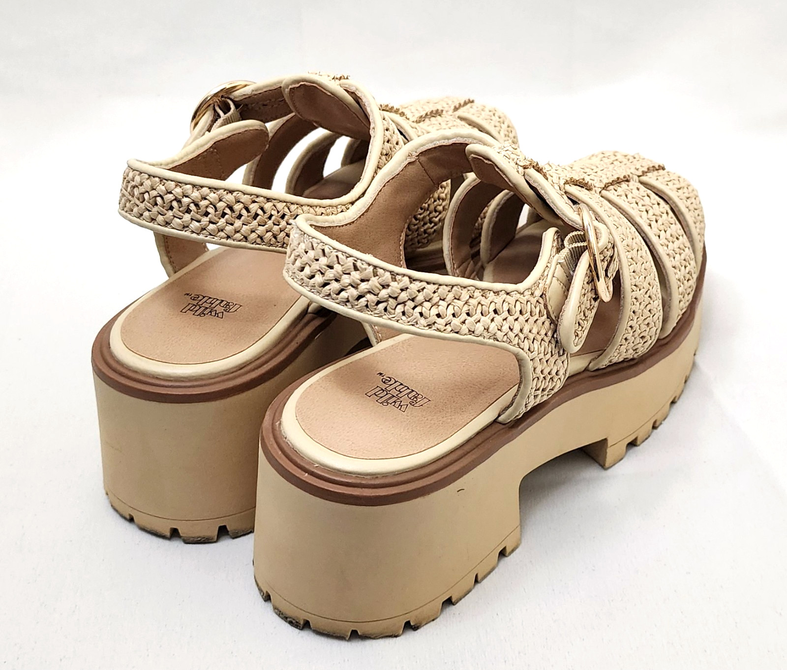 Wild Fable Elide Woven Raffia Fisherman Platform Chunky Sandals Tan