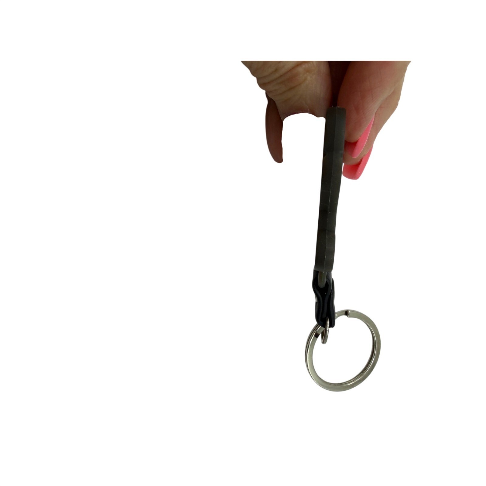 Tous Bear Black Purse Charm Matte Rubber Leather Strap Silver Tone Ring