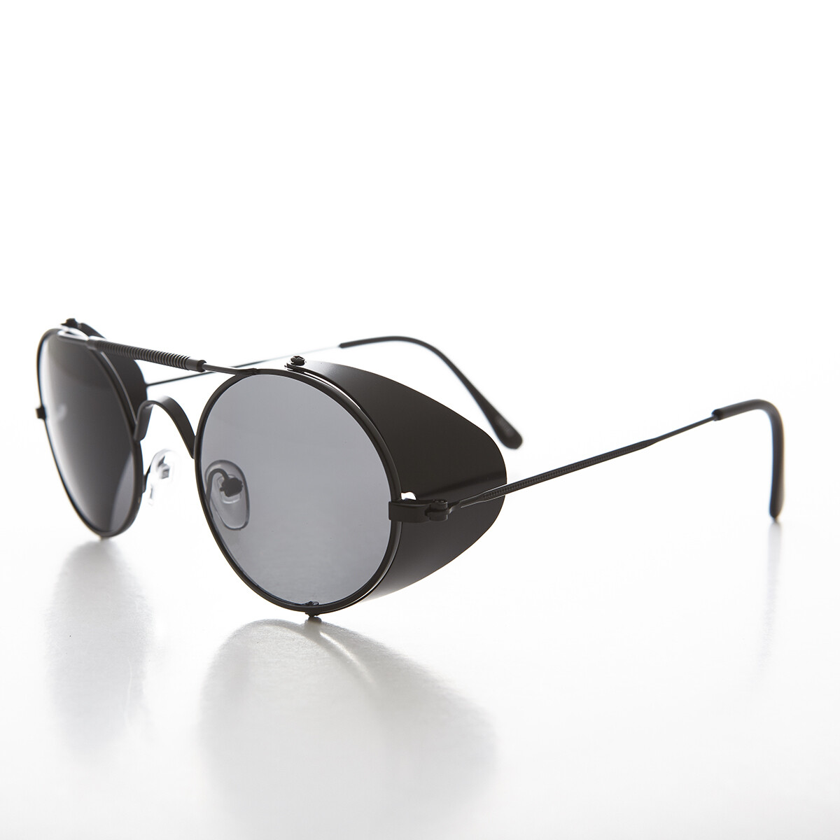 Black Metal Steampunk Sunglass with Folding Side Shields Gray Lens – Bram