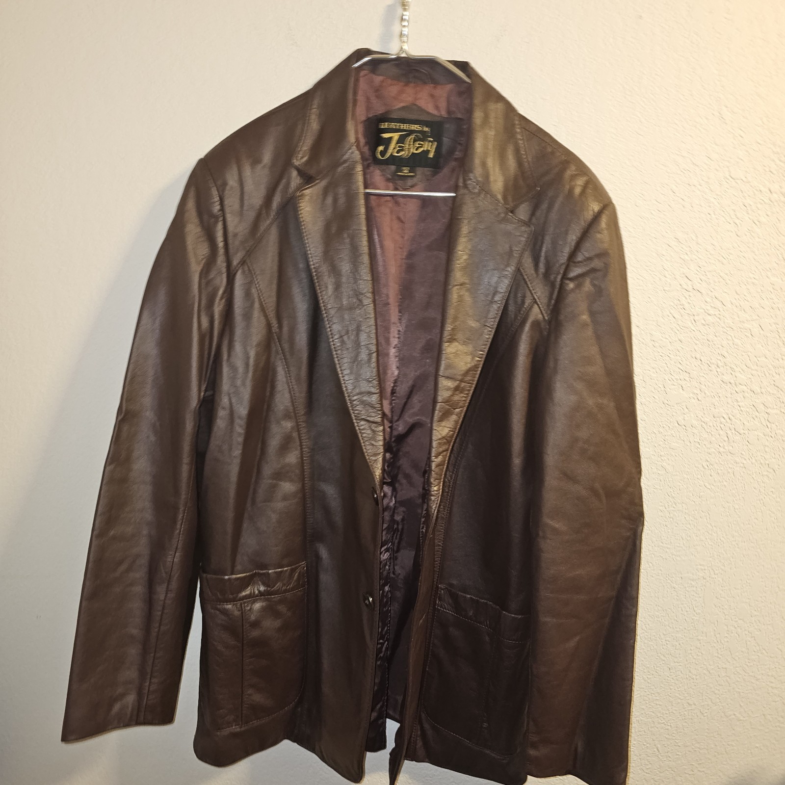 vintage brown leather blazer from the brand Leathers by Jeffery,