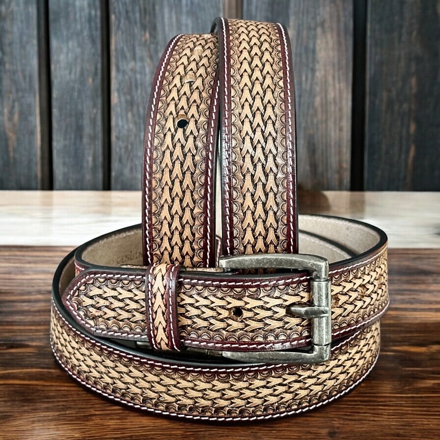 Men’s Belt Full Grain Leather Strap With Removable Buckle Western Belt 1.5″ Wide