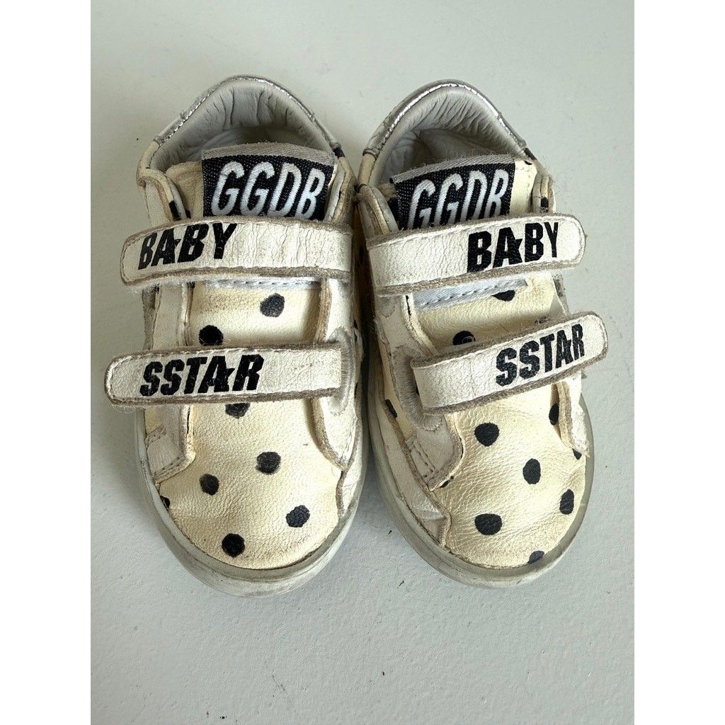 GOLDEN GOOSE Baby Superstar Polka Dot Leather Sneakers Size 17 Designer Luxury