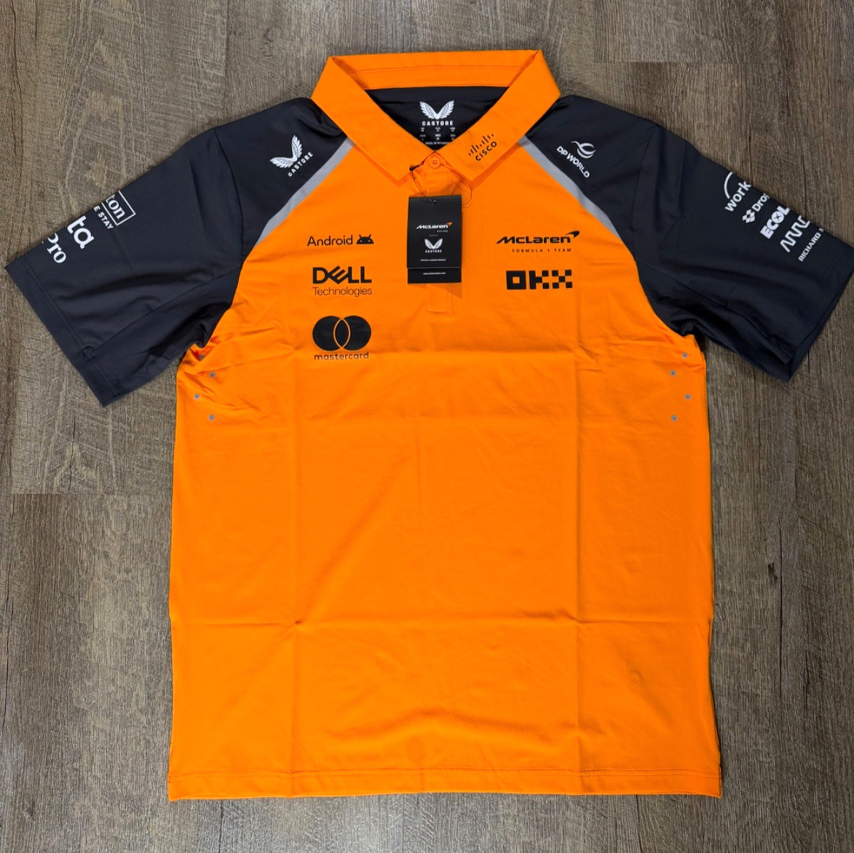 McLaren F1 Mens 2025 Team Polo Shirt Papaya Phantom Orange Size Medium Formula 1
