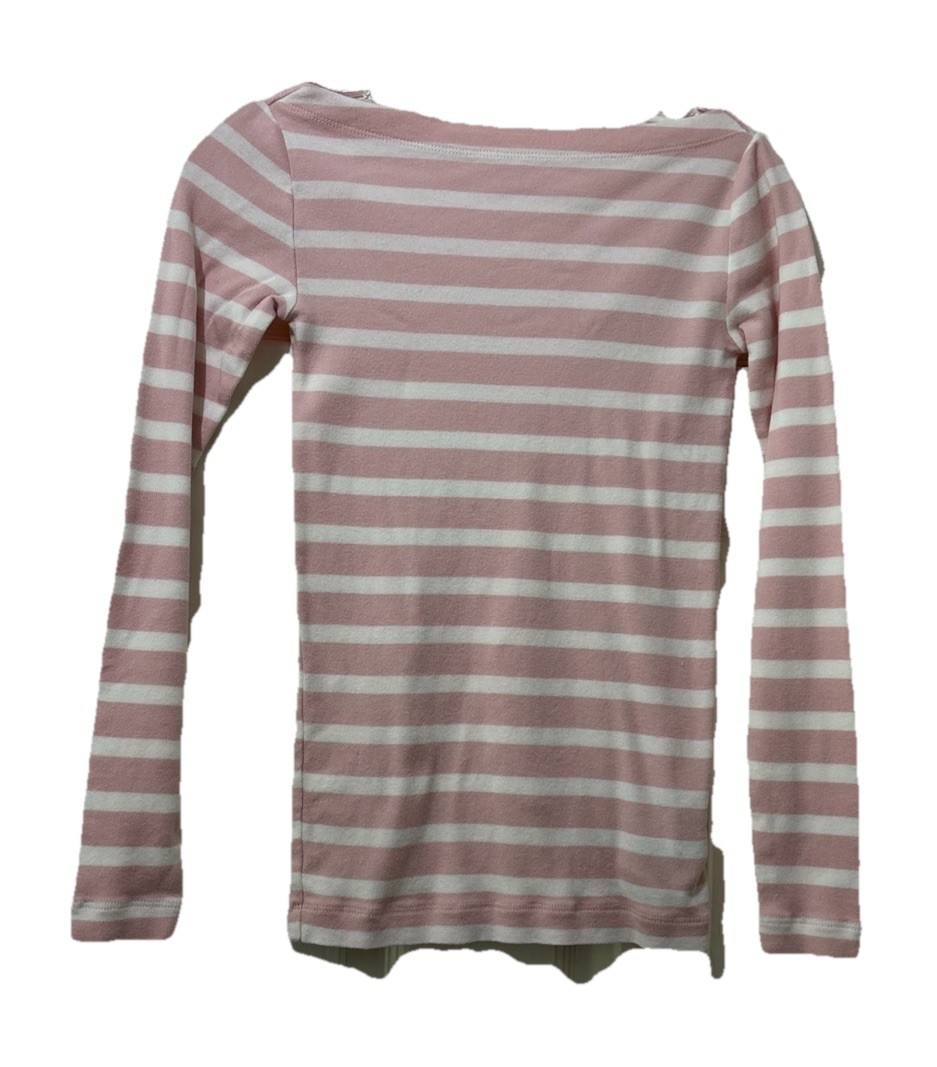 Gap Pink-and-white striped long-sleeve T-shirt Size XS Pima Cotton Modal Blend