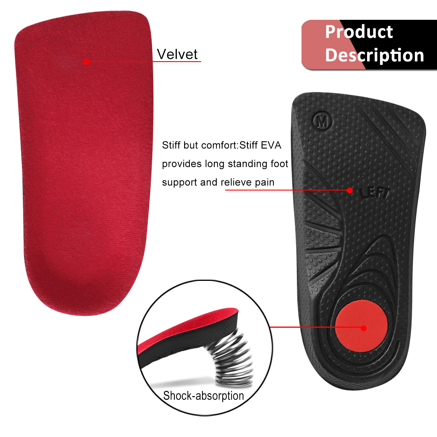 Arch Cushion Plantar Orthotic Insoles Half Cushion Athletic Socks Relieve Planta