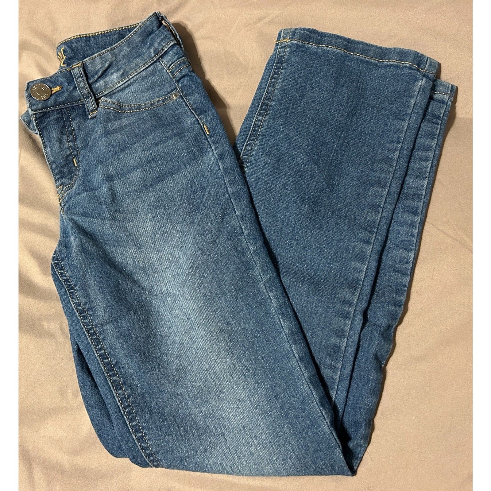Justice Girl’s Mid-Rise Skinny Denim Size 8 Slim Medium Wash Cotton/Poly blend