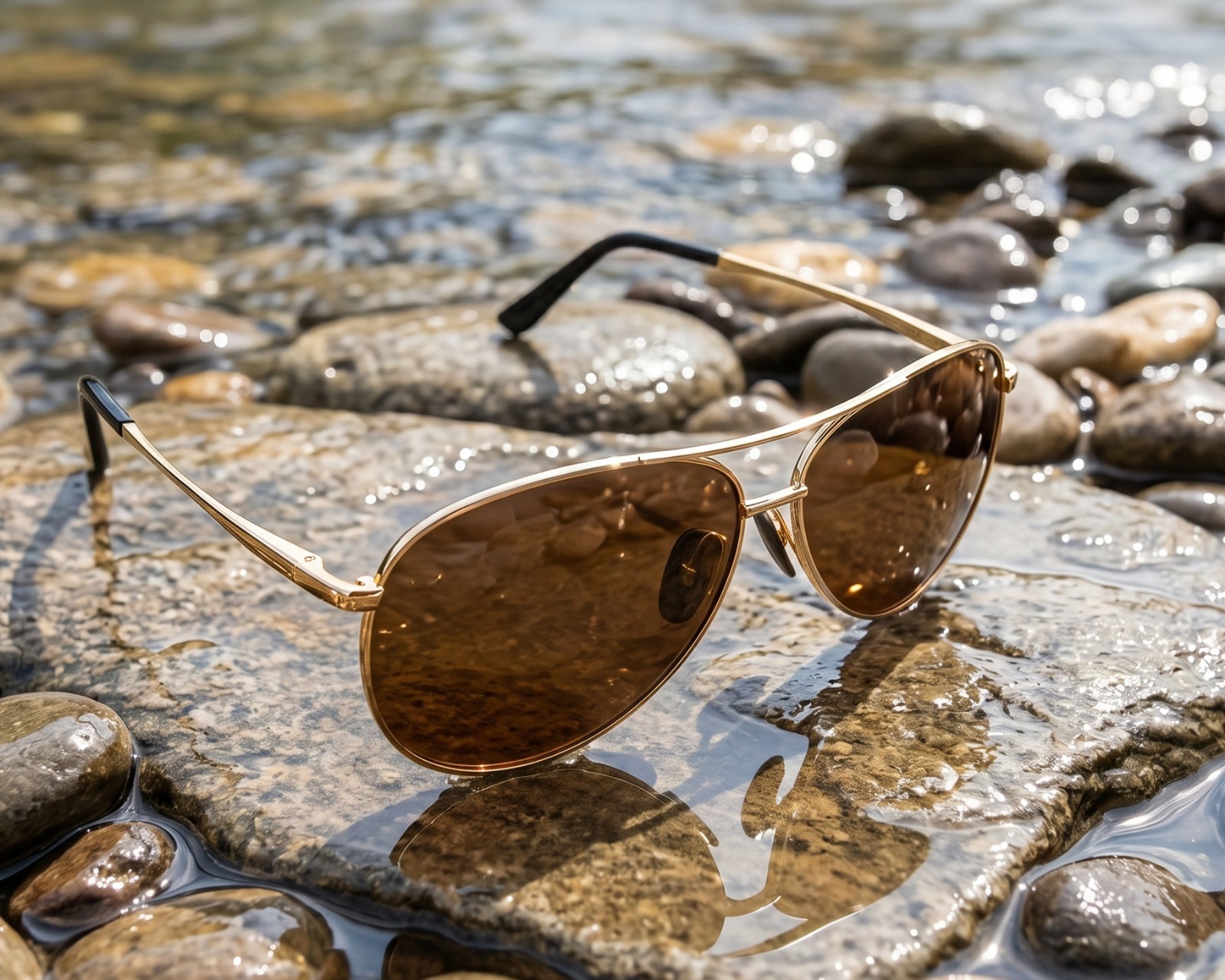 Aviator Sunglasses Gold Frame Brown Lens UV400 Polarized Men Women Classic