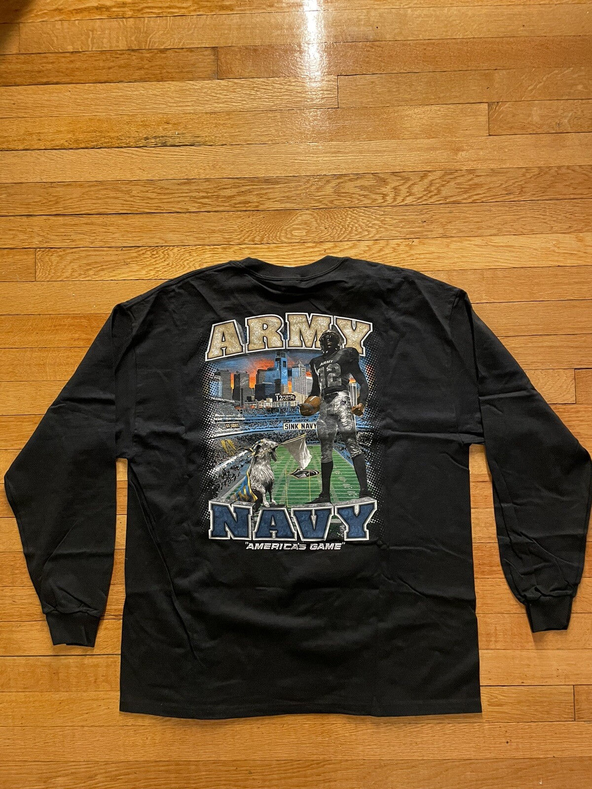 Vintage Army Vs Navy Football 2009 Long Sleeve Shirt Military – Hanes Beefy XL