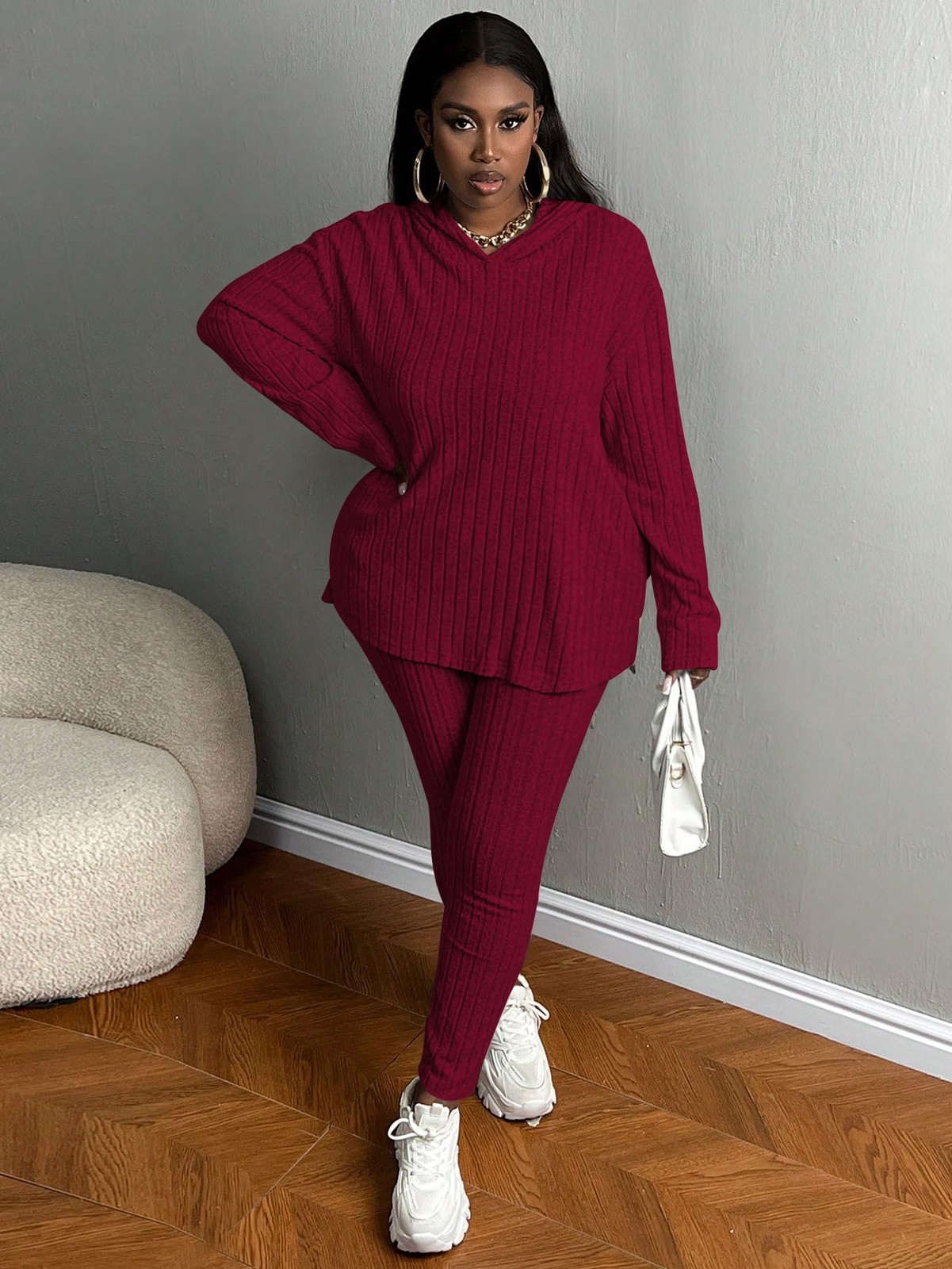 Tycorwd Women’s Plus Size Two Piece Outfits 5X-Large Plus, Wine Red