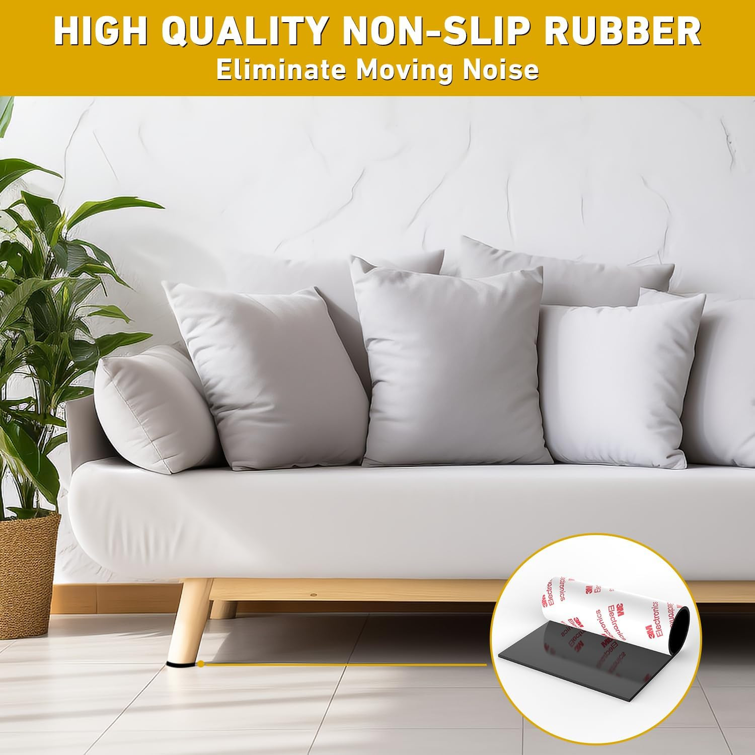 2 pcs Anti-Slip Pads Silicone Rubber Plastic Pads 150x300mm 3M Self-Stick Adhesi