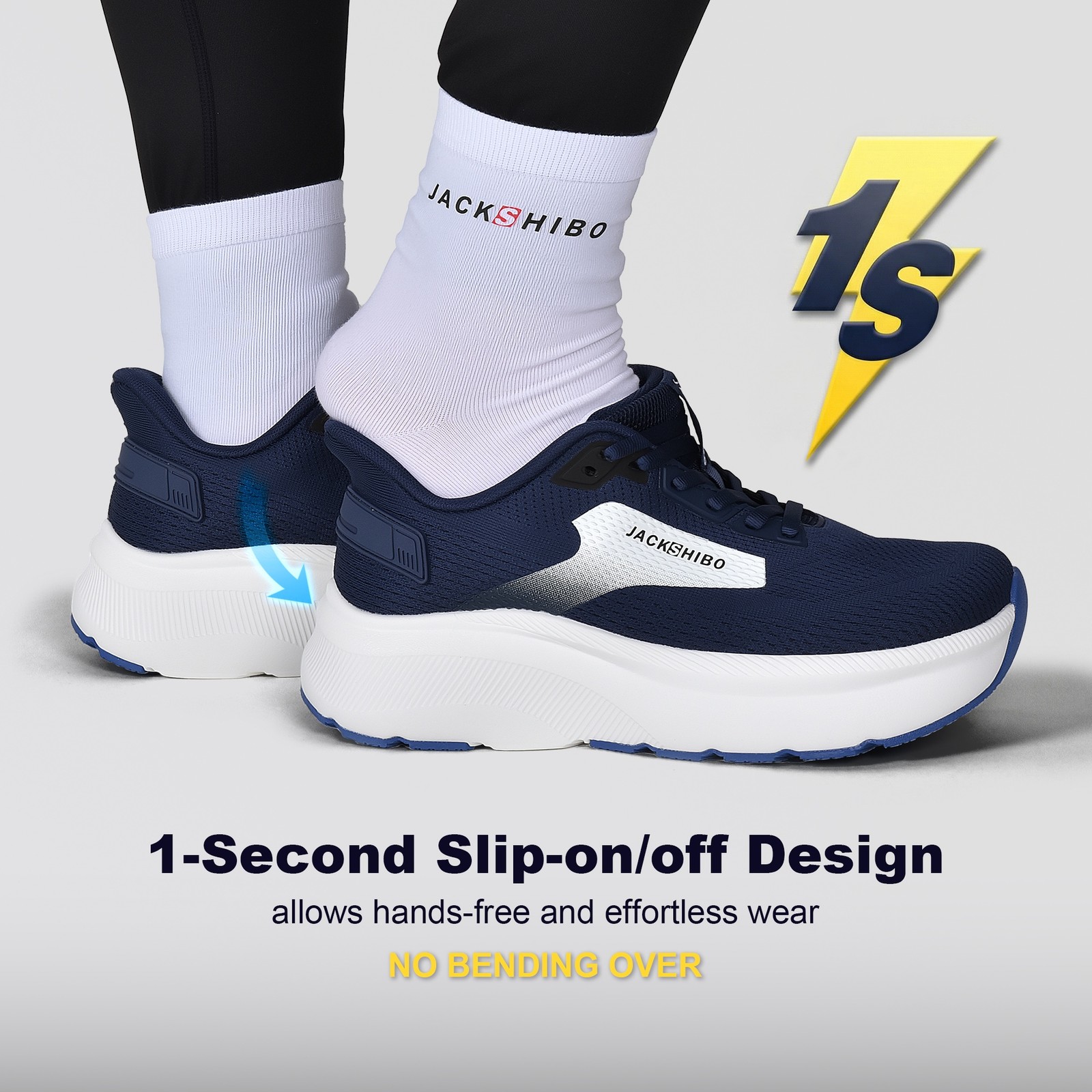Mens Hands Free Wide Toe Box Shoes Arch Support Sneakers Lightweight Breathable