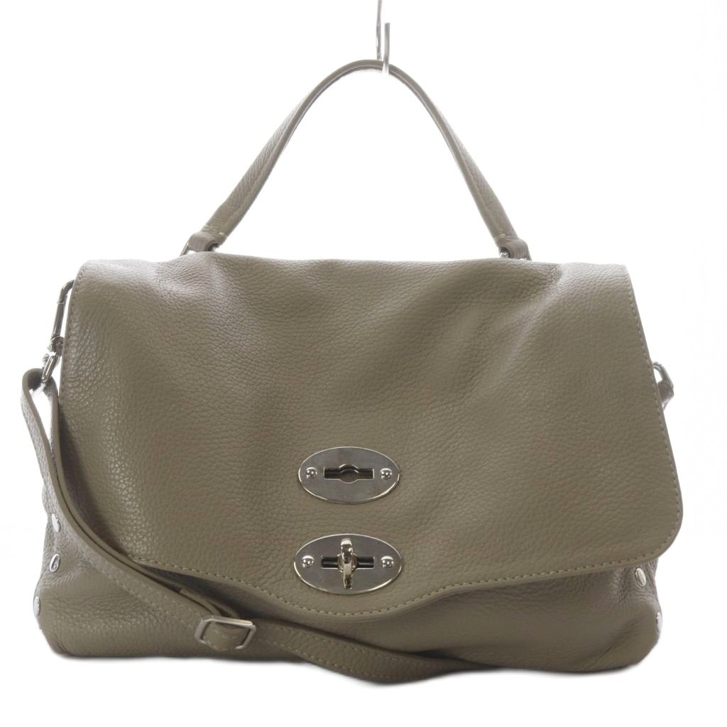 ZANELLATO Postina Leather Shoulder Bag Greige 2Way Handbag Yo32