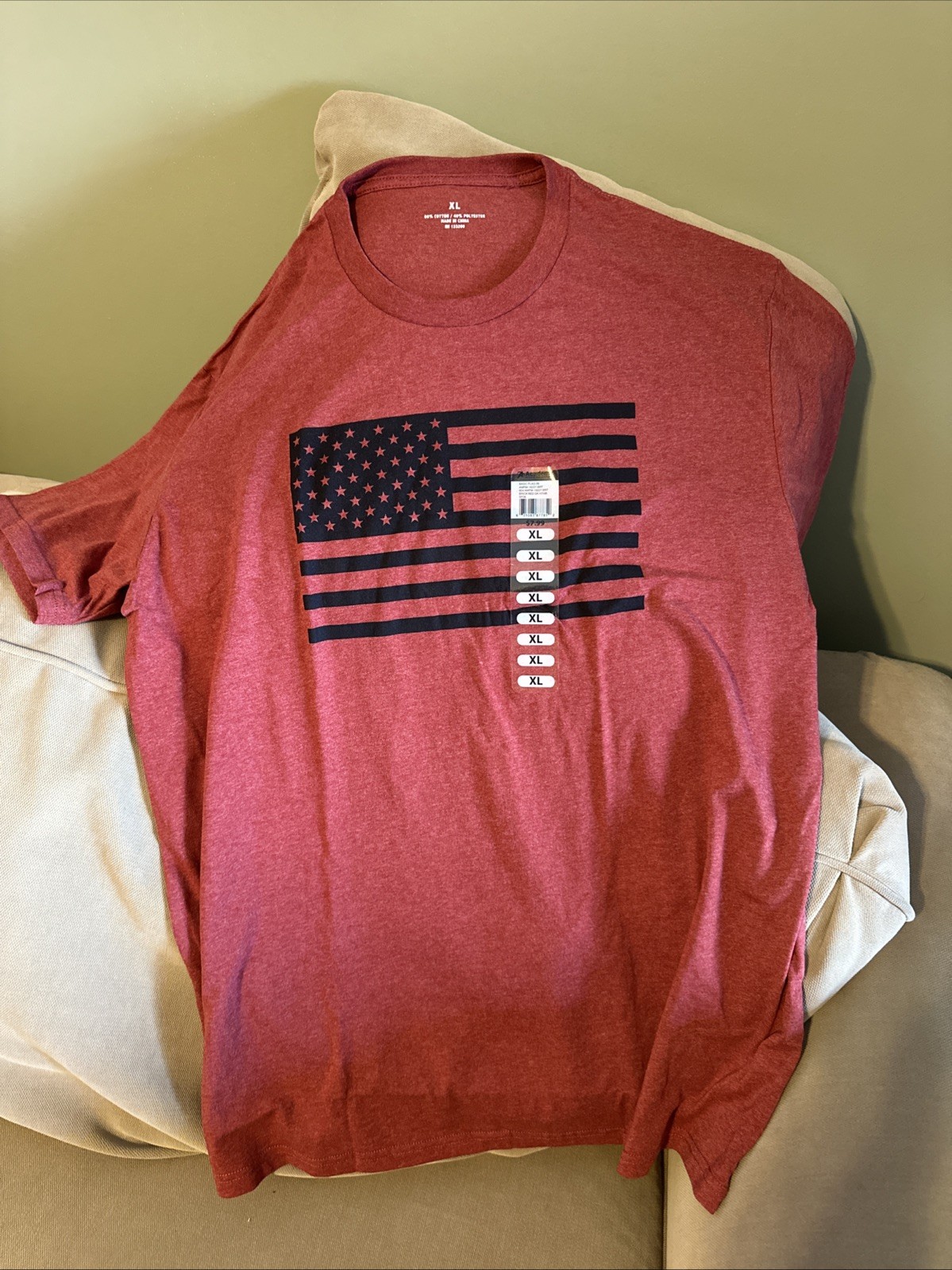 Academy Sports Men’s Short Sleeve Brick Red Color Flag T-Shirt XL