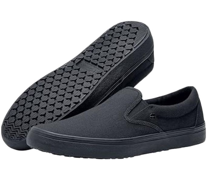 Shoes For Crews Black Canvas Slip Resistant Slip-On Sneakers Shoes M 10.5 W 12